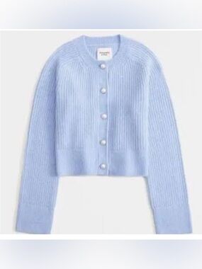 Abercrombie & Fitch Light Blue Ribbed Knit Cardigan Sweater - Women